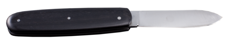 couteau de poche pliant artisanal cran plat, manche ébène, lame bourbonnaise inox (modèle biggus dickus)